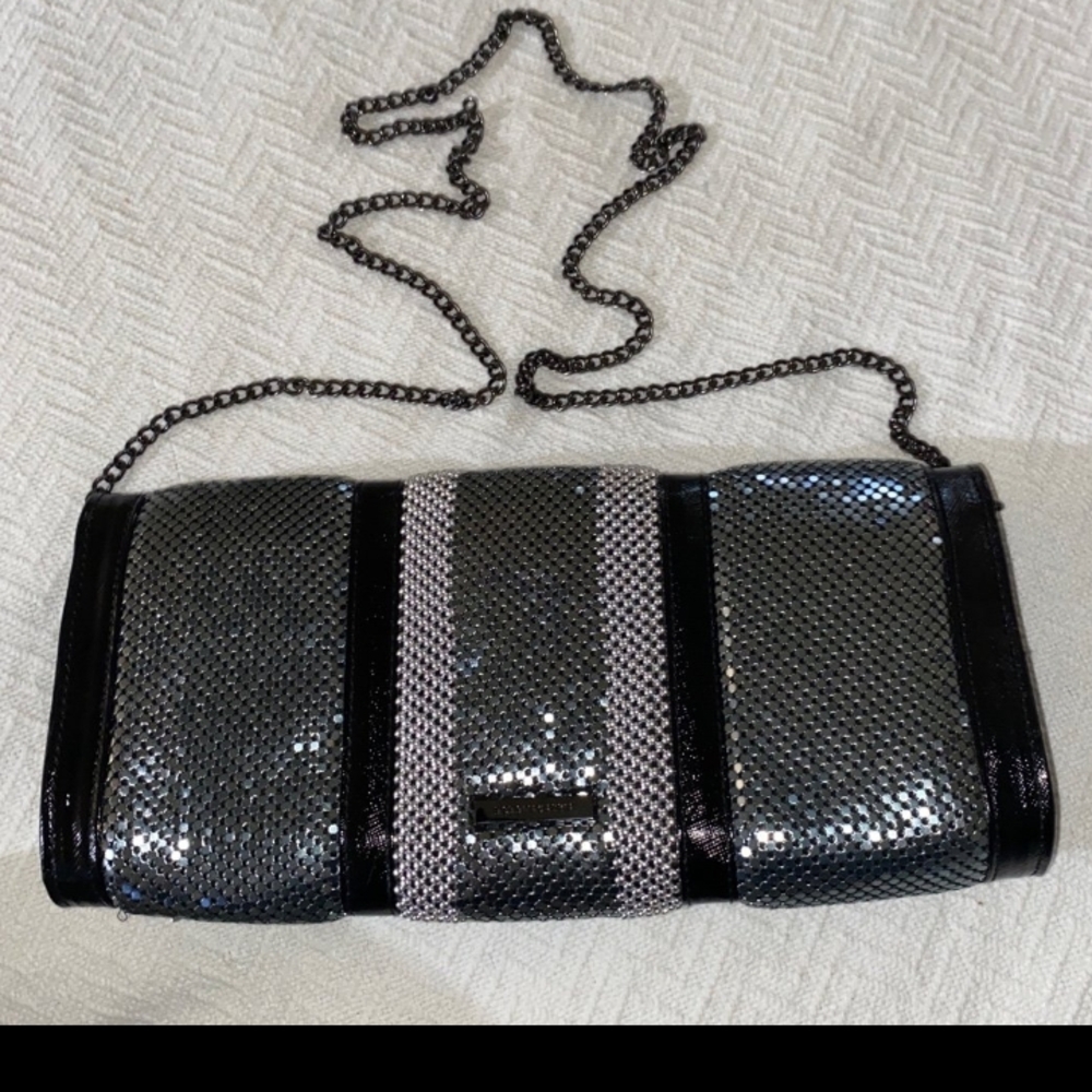 Elegant Silver and Black Evening Clutch